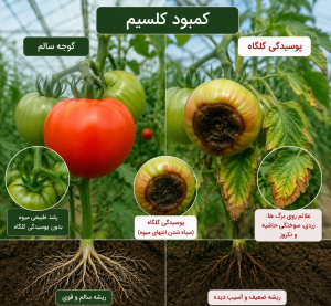 علائم کمبود کلسیم و پوسیدگی گلگاه در گوجه فرنگی